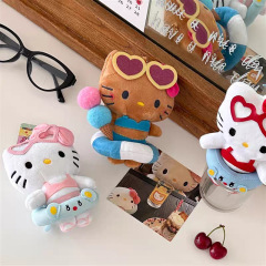 卡通夏威夷黑皮hellokitty毛绒小挂件 凯蒂kt猫玩偶公仔 包包挂饰