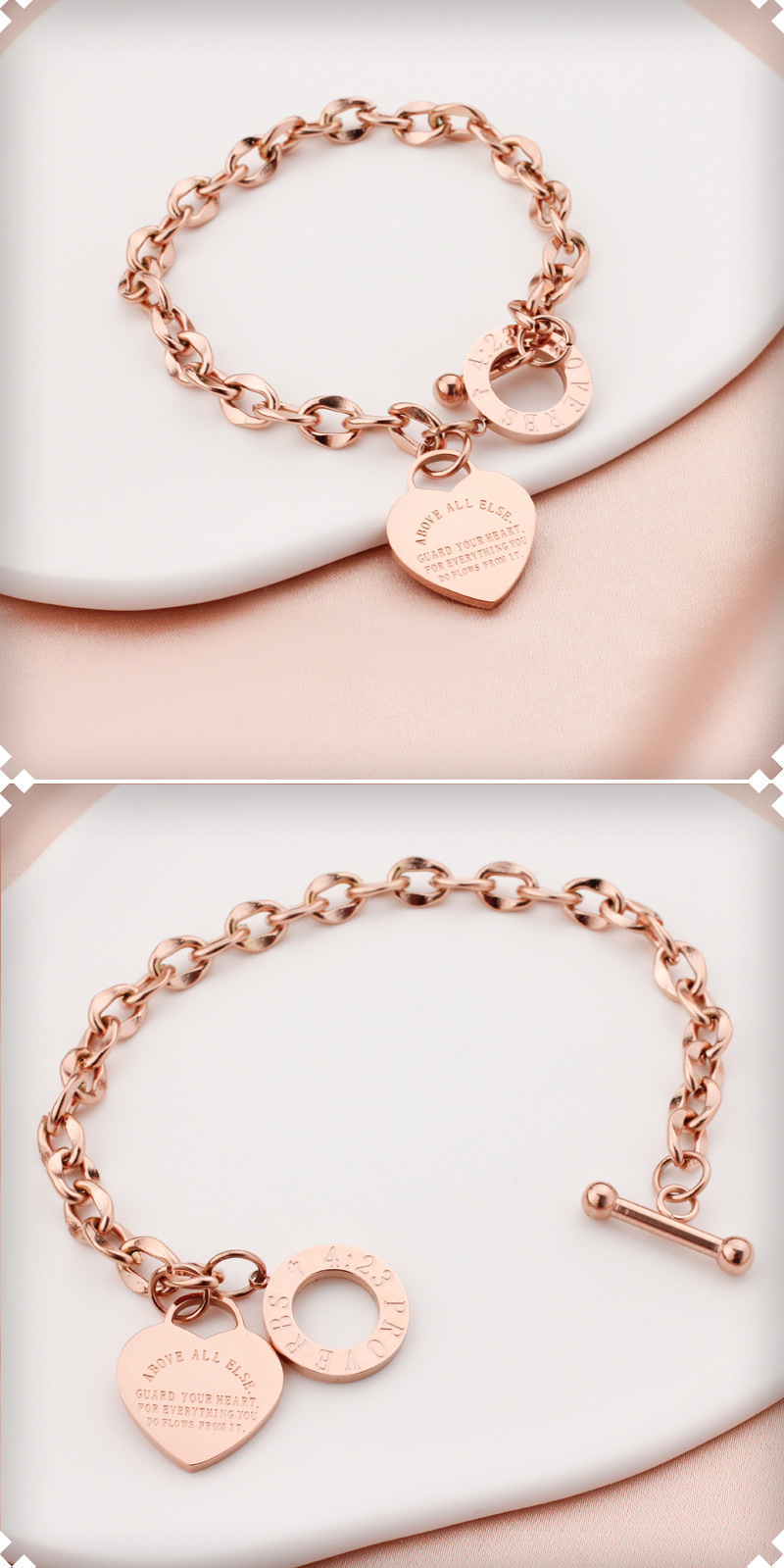 Fashion Geometric Heart Shape Titanium Steel Hollow Out Bracelets