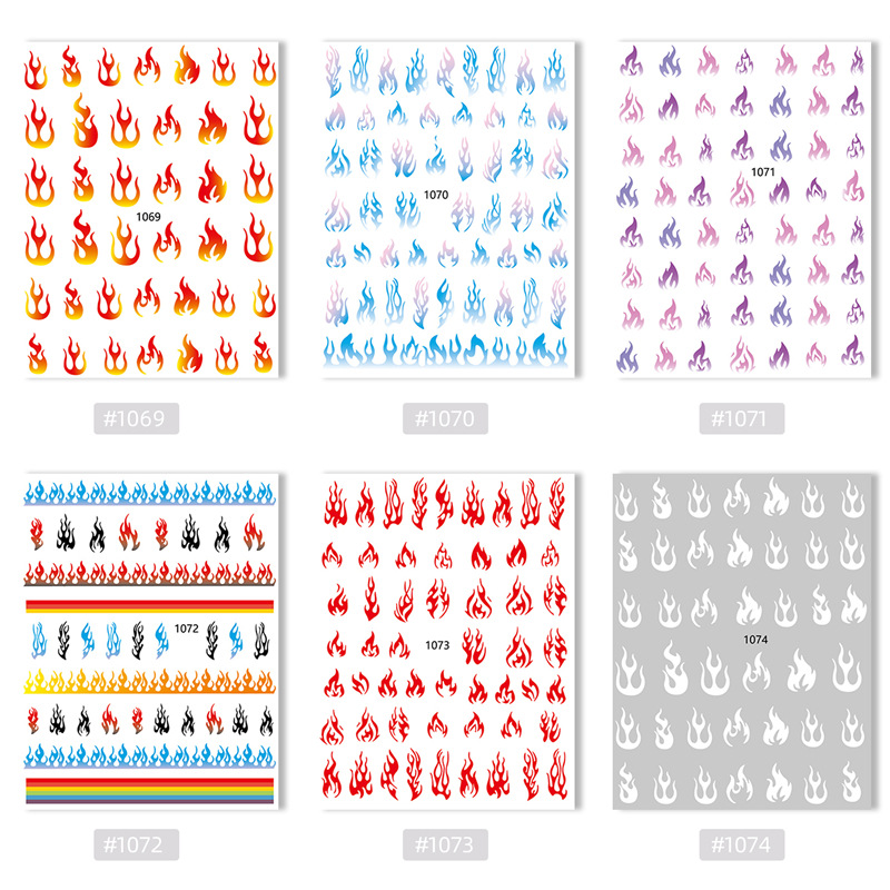 Cross-border exclusivo nuevo color mágico de uñas llama pegatinas ultra-delgado con estilo adhesivo ins multi-color llama uñas pegatinas