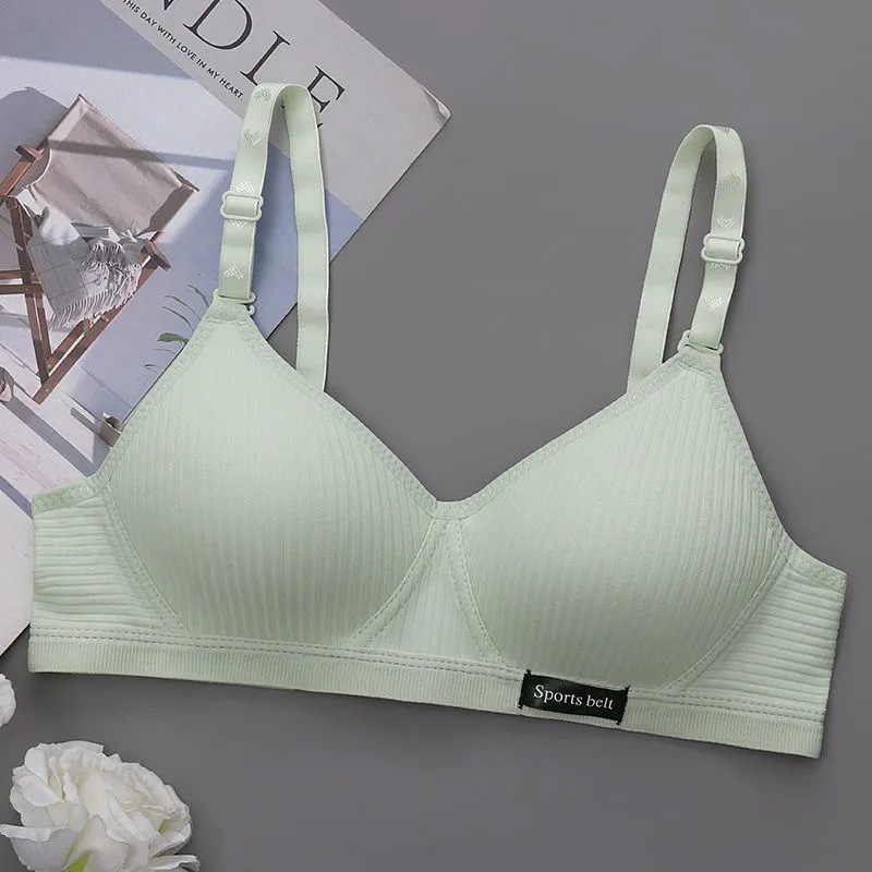 Sutiã canelado push-up sem aro para meninas, lingerie sexy e respirável, fino e confortável, ideal para estudantes do ensino fundamental e médio._voghion.com