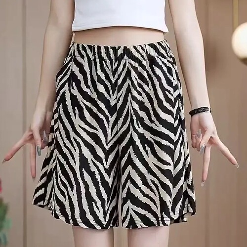 Summer Women's Short Shorts Fashion Elastic Waist Slimming Matchy Matchy Loose Skirt Pants Wide Leg Five-Finger Shorts Casual Shorts