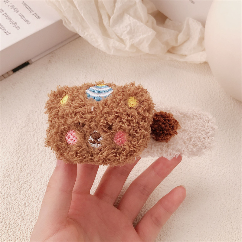 Clip de pelo de peluche lindo oso super grande clip de boca de pato de alto nivel de invierno / otoño lateral frisa clip de cabello de niña clip de cabello