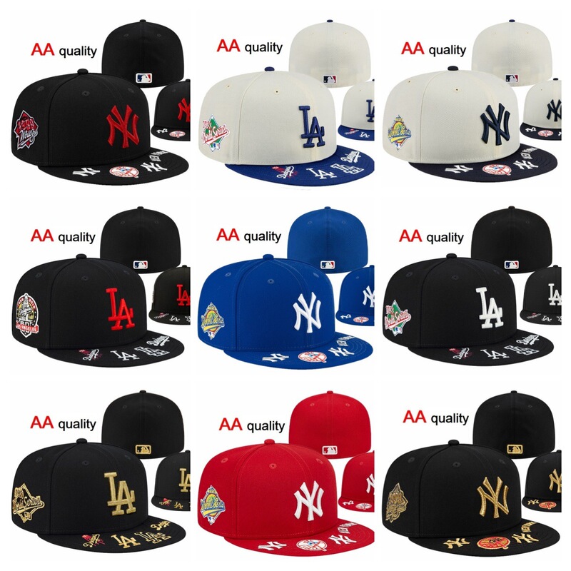 2026 New Model Export Direct Sales Size-Adjustable Cap Ny American Baseball League Flat-Brimmed Cap La Embroidered Closed Cap Sun Hat