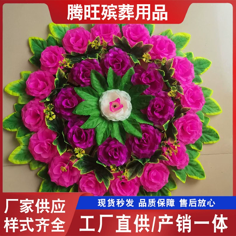 Funeral wholesale 60cmLarge rose wreath for Qingming wreath for grave white affairs funeral use E18