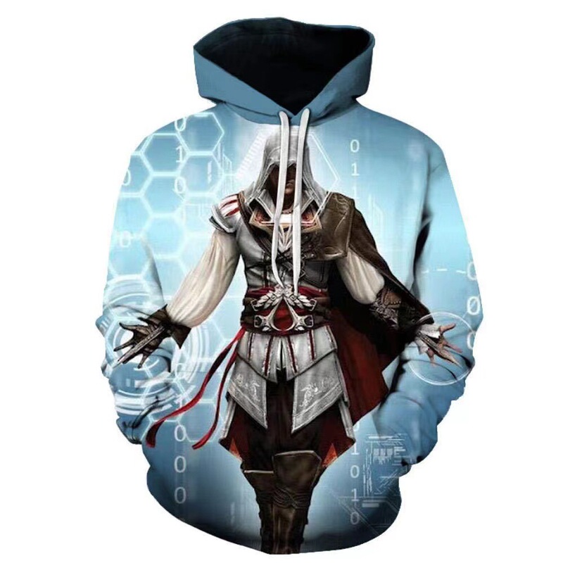 Europe and the United States 2023 cross-border e-commerce new movie character Assassin's Creed 3D printing digital printing hoodie men