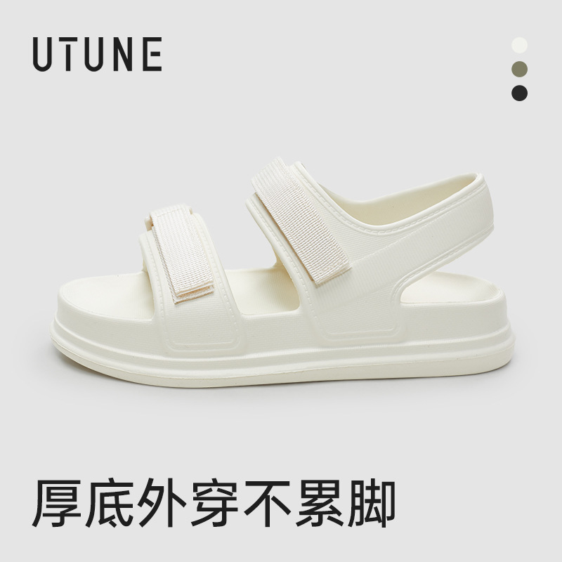 Women's Summer 2025 New Velcro Thick-Soled Sandals for Outdoor Wear with Skirts Fashionable High-End Single Shoes