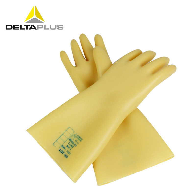 代尔塔 207004 天然乳胶绝缘30KV手套 直袖长袖耐酸耐臭氧耐低温