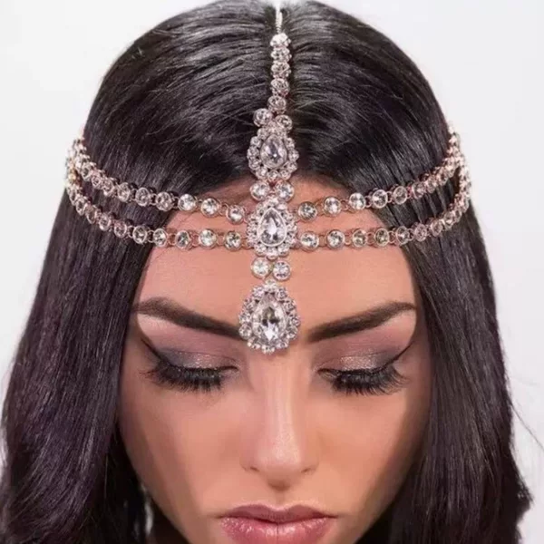 European and American Cross-Border Ethnic Style Multi-Layered Rhinestone Hair Chain Head Chain Luxury Full Diamond Pendant Forehead Chain Hair Chain
