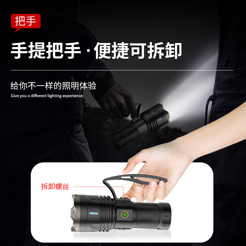 Nuevas linternas transfronterizas multifuncionales al aire libre luz láser blanca iluminación telescópica zoom luz de trabajo brillante luz de emergencia