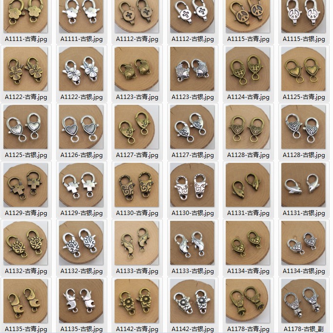 锌合金龙虾扣30多款精美花纹项链手链搭扣 个性diy饰品配件