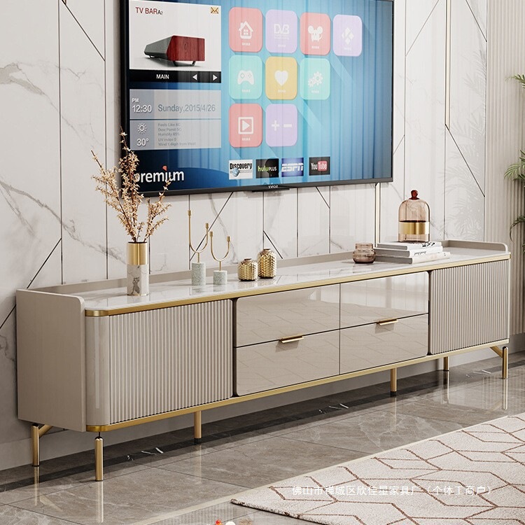 Coffee Table and Tv Cabinet Combination, Simple Modern Light Luxury with a High-End Feel, Living Room Home Use, 2025 New Model Slate Tv Cabinet