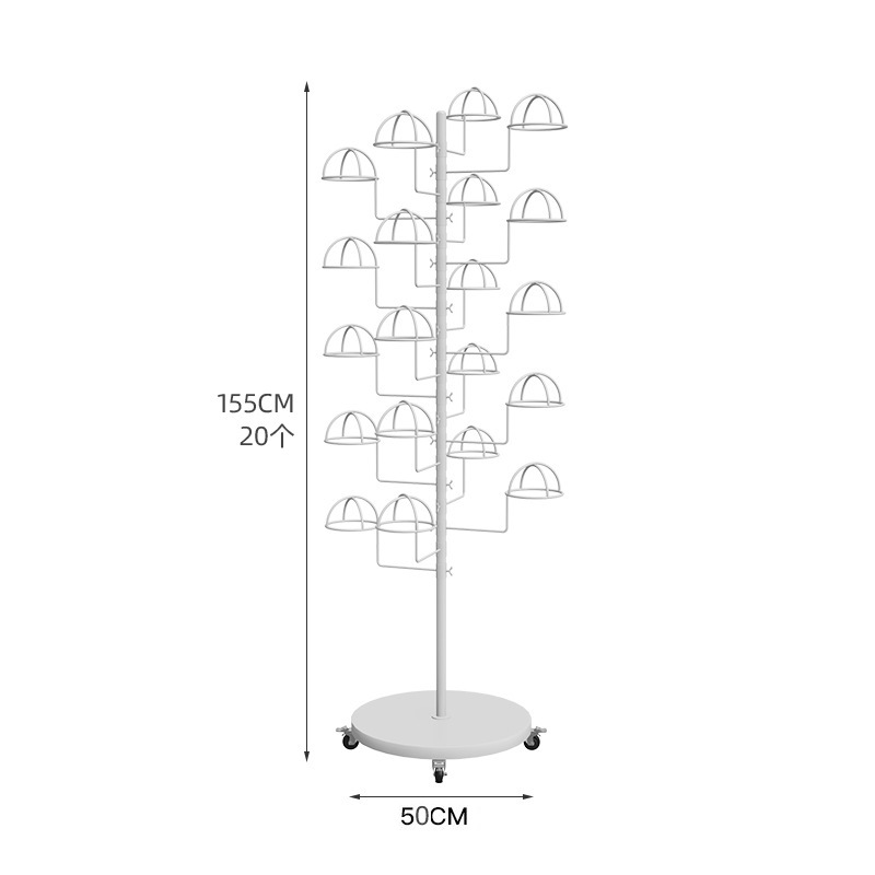 20개의 이동식 모자 홀더가 있는 대담한 흰색