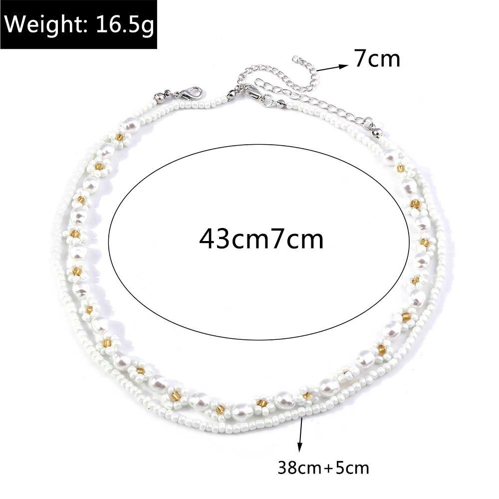10g Weight Necklace Classification Seed Bead Chain Material Beaded Chain Chain Type 1 Piece, 1 Set Quantity Casual, Holiday, Street Occasion Resin Material Flower Pattern All Seasons Season Women's Gender Beaded Design Elegant, Lady Style Elegant Lady Flower Resin Beaded Chain Beaded Necklaces Wholesale 11