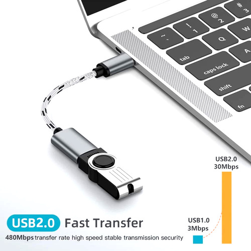 Source Factory Android Phone Tablet Adapter Cable Aluminum Braided Cord Micro to USB OTG Data Cable