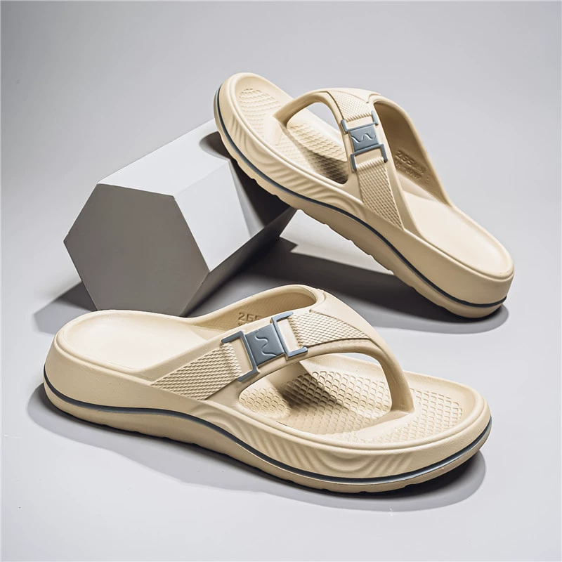 Шлепанцы для мужской летней верхней одежды, нескользящие шлепанцы для мужчин, модные мужские пляжные тапочки на мягкой подошве на толстой подошве