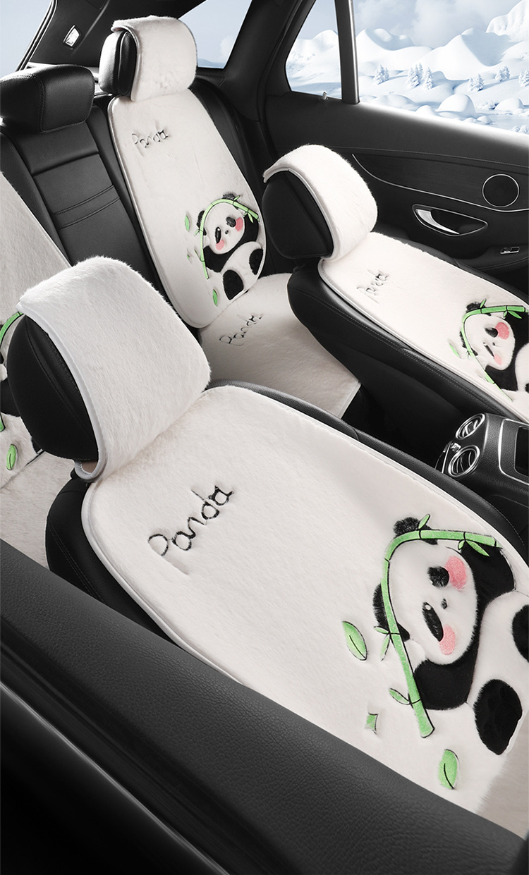 Cartoon Car Seat Cushion Single Piece Plush Without Backrest, Cute and Warm Winter Three-Piece Set, Seat Pad for Rear Seat