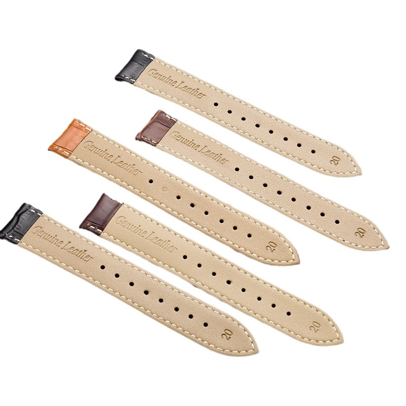 Primera capa correa de cuero genuino en stock al por mayor de alta calidad de piel de becerro hebilla correa de reloj accesorios unisex