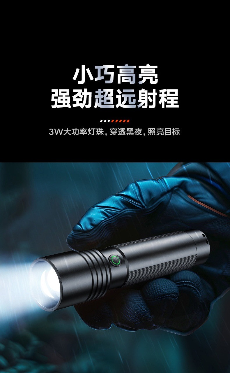 Flashlight with Strong Light, Ultra-Bright, Long-Range, Portable, Ultra-Long Battery Life, Aluminum Alloy, Waterproof Work Light for Home Use
