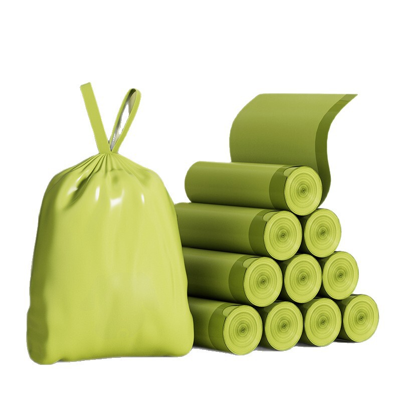 50x60cmの大型よもぎ入り、特大・厚手3層構造、家庭用持ち運び式キッチン専用、巾着付きプラスチックゴミ袋|undefined