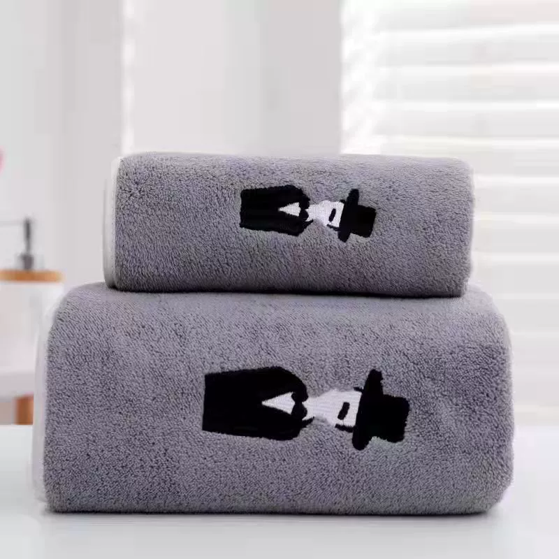 Мультяшное полотенце для ванной, набор быстросохнущего хлопка, вышивка, для любимого, подарок на день рождения, впитывает влагу