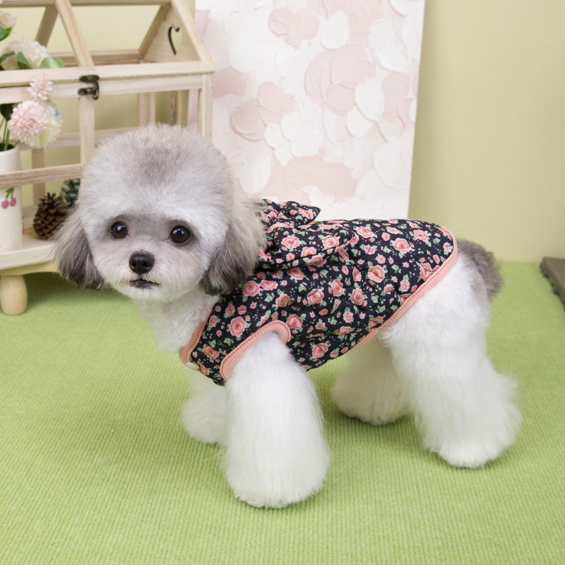 宠物服装小型犬狗衣服猫咪秋冬保暖舒适新款批发25碎花蝴蝶结棉衣|undefined