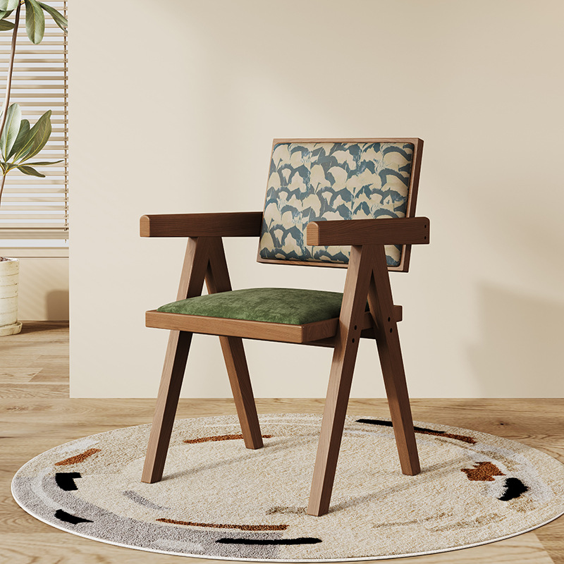 Sillas de comedor de madera maciza sillas medievales nórdicas con reposabrazos sillas K sillas de caña domésticas sillas de caña Chandigarh
