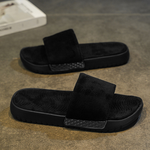 Casual retro men's fluffy slippers, new style, fashionable plush cotton slippers, all-match couples 'comfortable home slippers