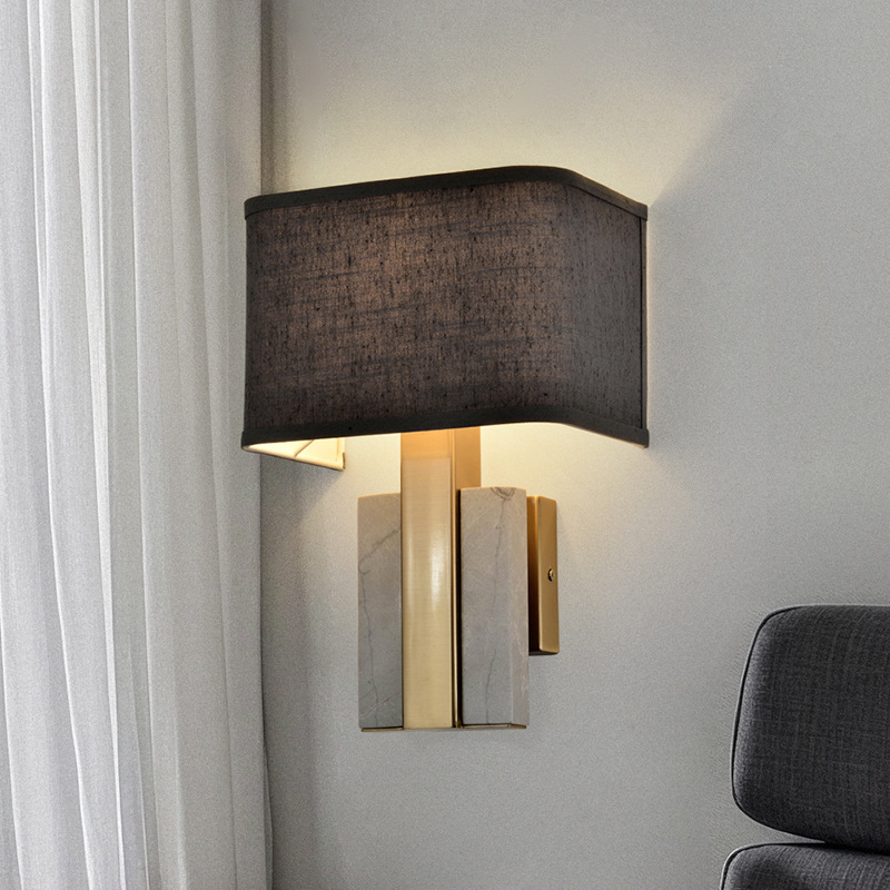 New Marble Nordic Modern Light Luxury Retro Living Room Bedroom Bedside Hotel Alabaster Designer Wall Lamp