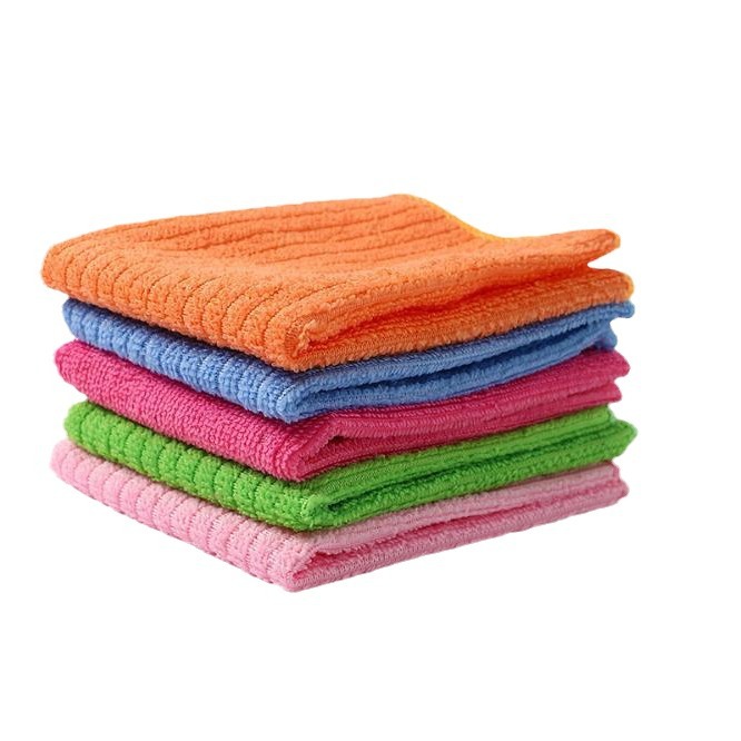 Yx spot uso diario trapo de microfibra a rayas lisas fácil de limpiar paño de cocina paño de limpieza fuente de fábrica