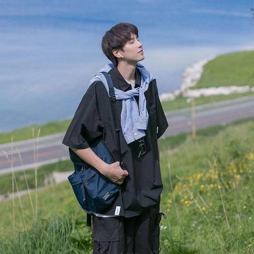 Japanese-style Polo shirt, men's trendy brand fashion shirt, T-shirt with American vintage workwear-inspired oversized design