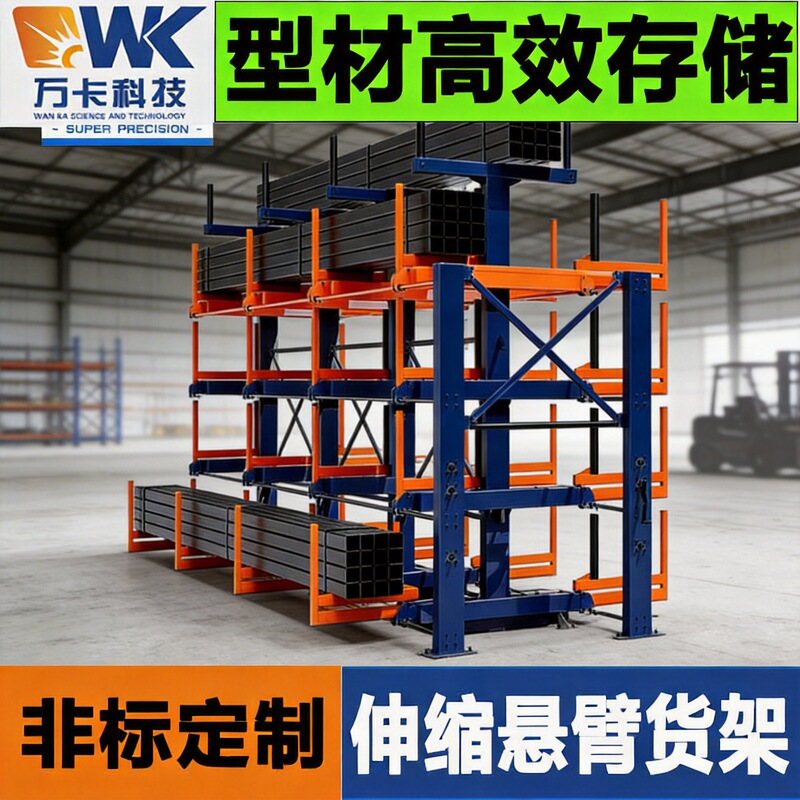 Customized Profile Telescopic Cantilever Rack Storage Equipment, Hand-Cranked Telescopic Double-Sided Steel Pipe Cantilever Rack, Heavy-Duty
