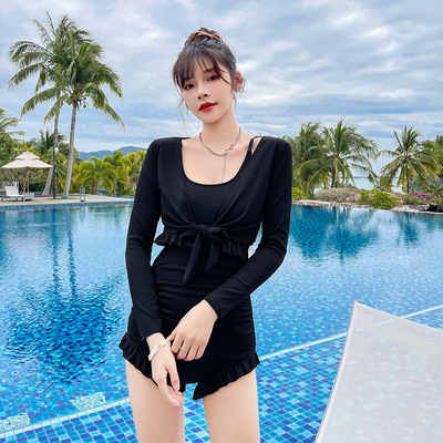 泳衣女2021新款性感连体罩衫保守遮肚显瘦韩国ins风小胸聚拢泳装|ru