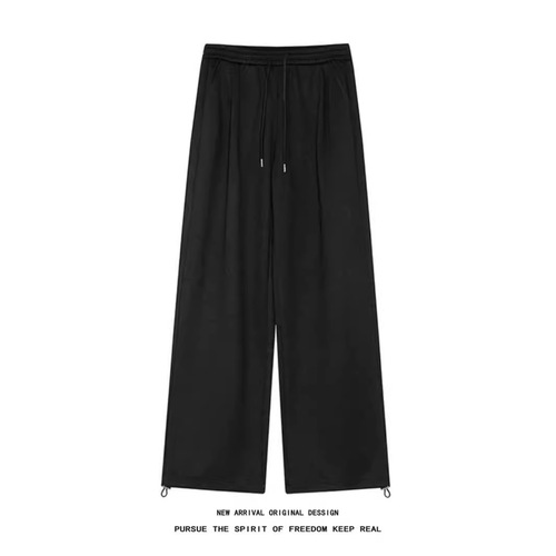 White flower gray sweatpants for men and women, spring and autumn new American retro trendy brand loose drapey wide-leg pants straight-leg sports pants