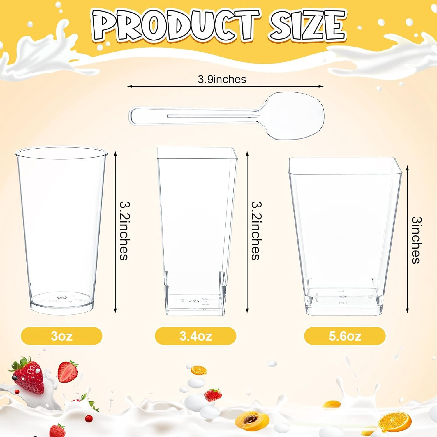 Amazon transfronterizo desechable PS taza de plástico transparente dura taza de pastel de mousse taza cuadrada con cubierta y cuchara conjunto