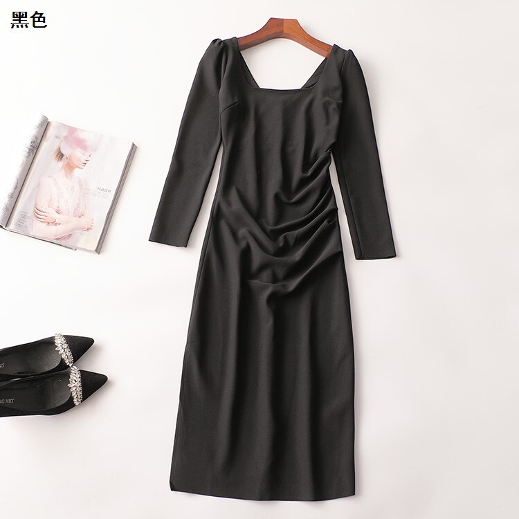 410186 Autumn Dress Shenzhen Women's Extra Long Sleeve V Neck Shenzhen Mingwei Wholesale Product