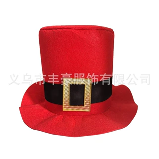 跨境圣诞老人帽子成人儿童圣诞节派对装扮红色高礼帽节日cos道具