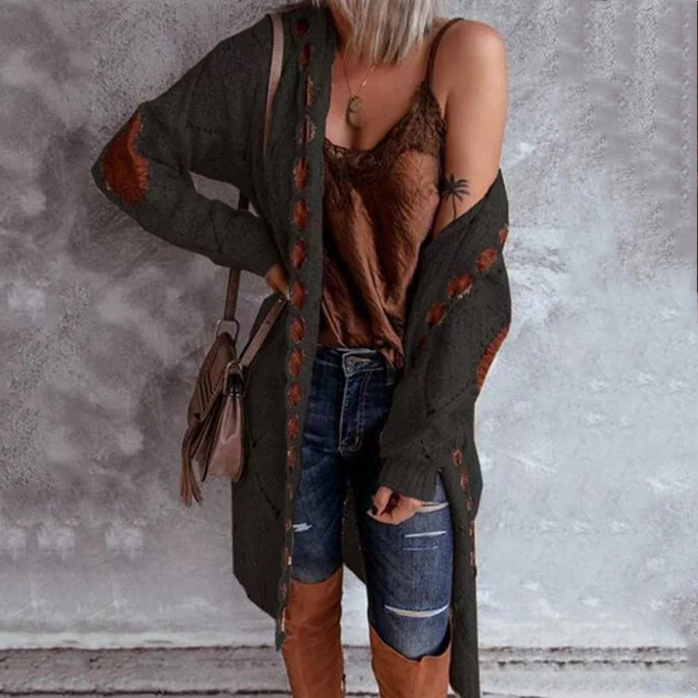 Solid Color Pattern Wholesale Women's Casual Streetwear Solid Color Long Sleeve Contrast Binding Sweaters & Cardigans