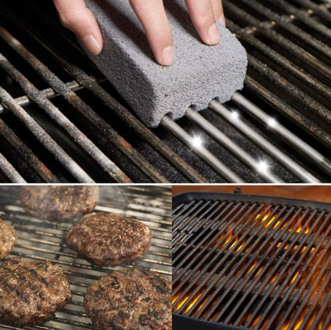 Гриль для дома с чисткой кирпича, щетка для чистки, термостойкая пена, стеклянная плавучая каменная форма, чистая каменная кирпичик