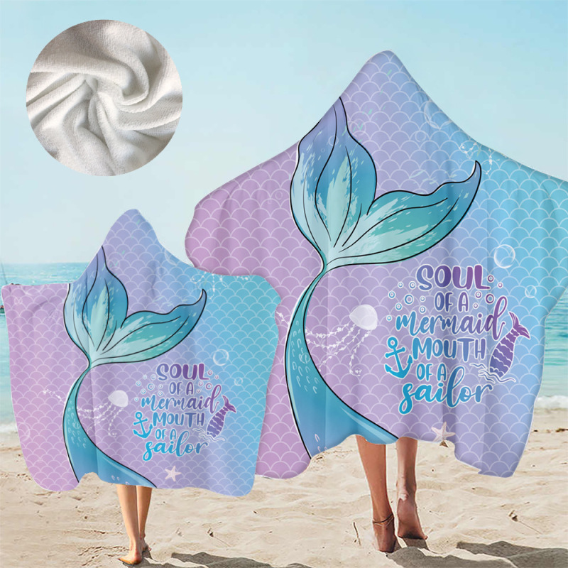 Hat-wearing Beach Bath Towel Cloak Bath Towel Square Bath Towel Hood Wearable Beach Beach Towel Mermaid Hat-wearing Beach Bath Towel Cloak Bath Towel Square Bath Towel Hood Wearable Beach Beach Towel Mermaid