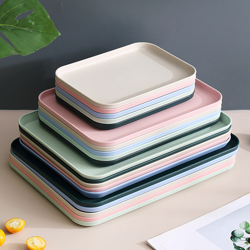 Dinner Plate Plastic Tray Non-slip Rectangular Dish Restaurant Canteen Hamburger Kindergarten Fast Food Flat Plate Commercial Grid