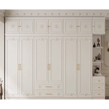 M%欧式衣柜简约现代带梳妆台边柜一体组合白色家用卧室经济型大衣