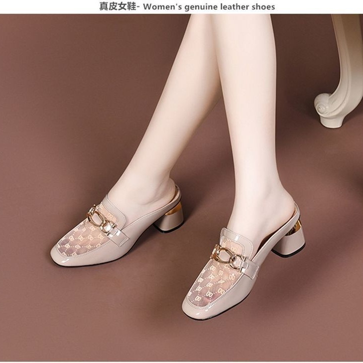 Red de malla plana, red de trawl frío, cabeza roja, zapatillas de mitad de zapatillas para mujeres verano 2023, nuevo verano, nuevos zapatos de mueller perezosos