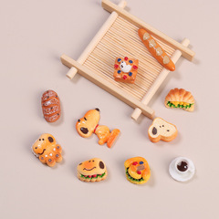 クリームゴム樹脂部品子供趣味手作りdiyヘアクリップ穴靴ボタンアクセサリーアニメ犬パン食遊び