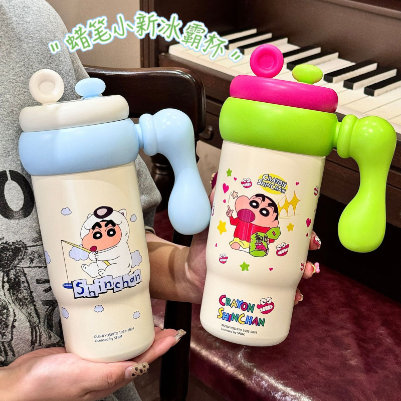 クレヨンしんちゃん ビッグマック アイスカップ ダブルストロー かわいい魔法瓶カップ ウォーターカップ 316 ステンレス鋼 大容量|undefined