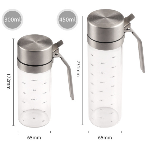 A set of stainless steel oil spout large capacity glass oil jug for kitchen home use soy sauce vinegar bottle with leak-proof design