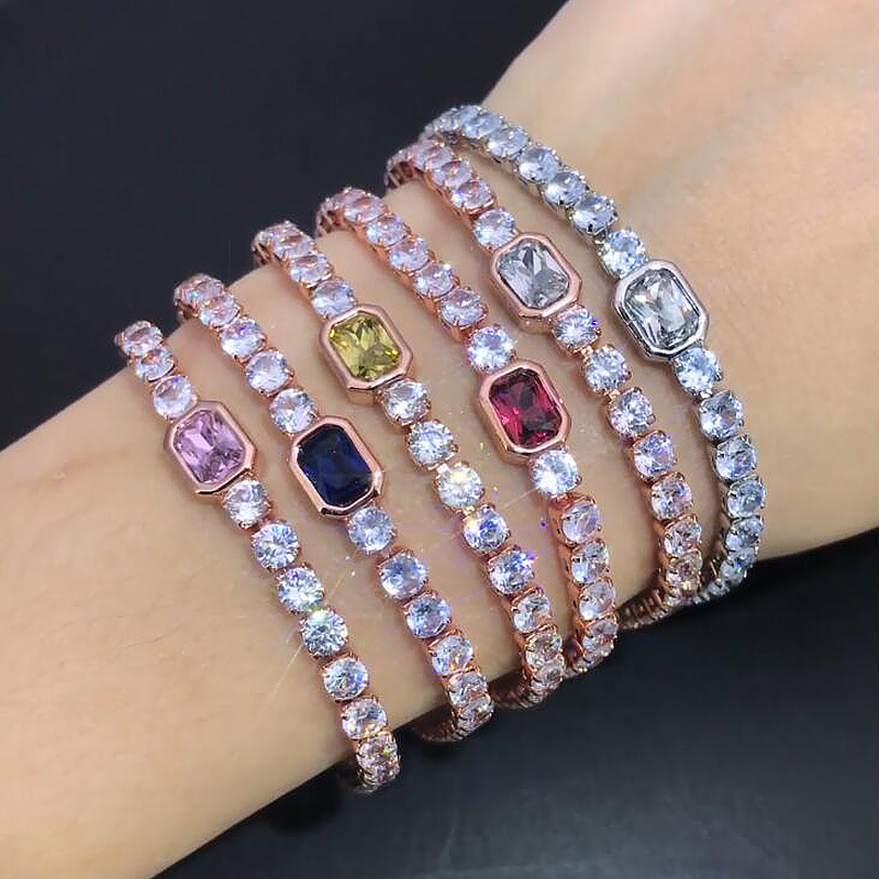 Popular Colorful Sugar Bracelet Women's Light Luxury Full Diamond Zircon Tennis Chain Versatile Handicraft_voghion.com