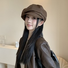 2025新款早秋百搭简约鸭舌帽前软檐八角帽时尚爆款贝雷帽遮阳帽