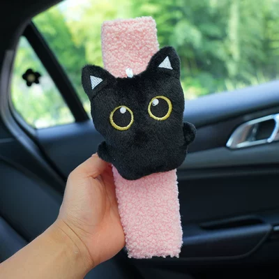 Cross-Border Hot-Selling New Model Black Seat belt shoulder pad - pink-lambswool-black-cat-high-quality-model-25x8x5cm46g