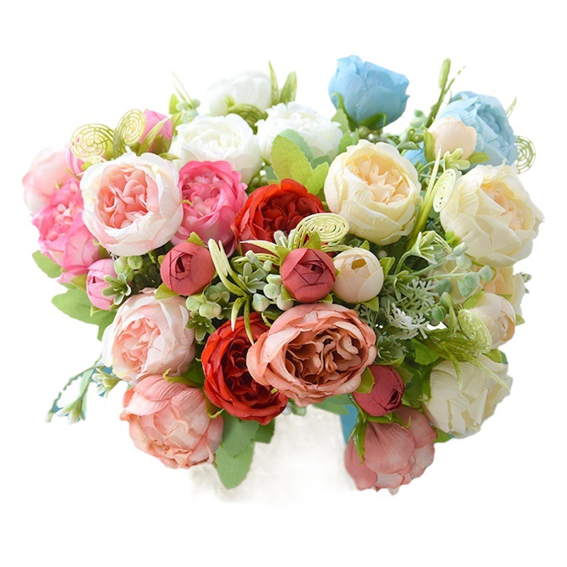 Nordic ins Rosa artificial ramo de la Boda boda decoración del hogar de flores artificiales pequeño ramo 5 Peonía