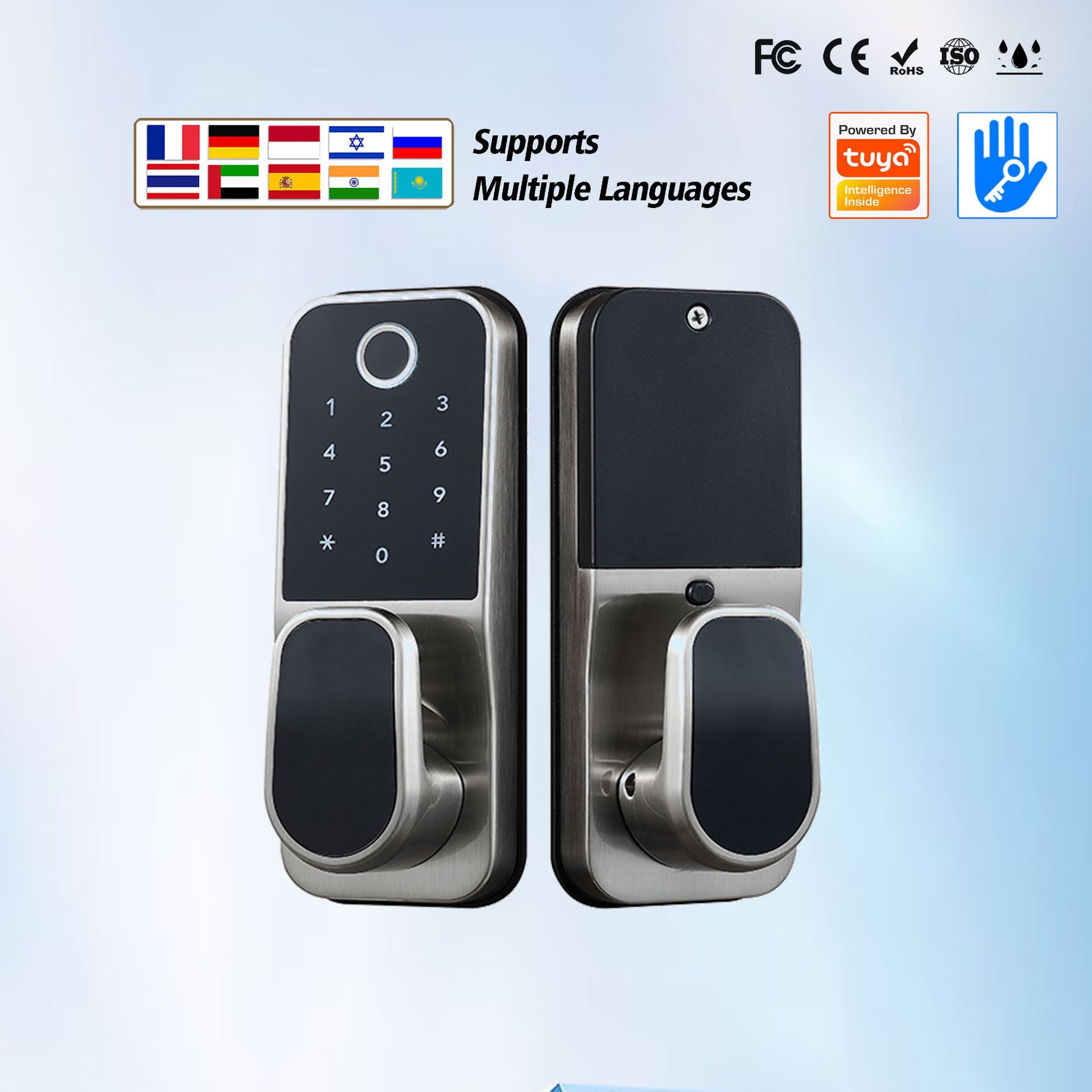 指纹球形锁蓝牙密码按键民宿锁高端旋转把手智能锁木门安全电子锁